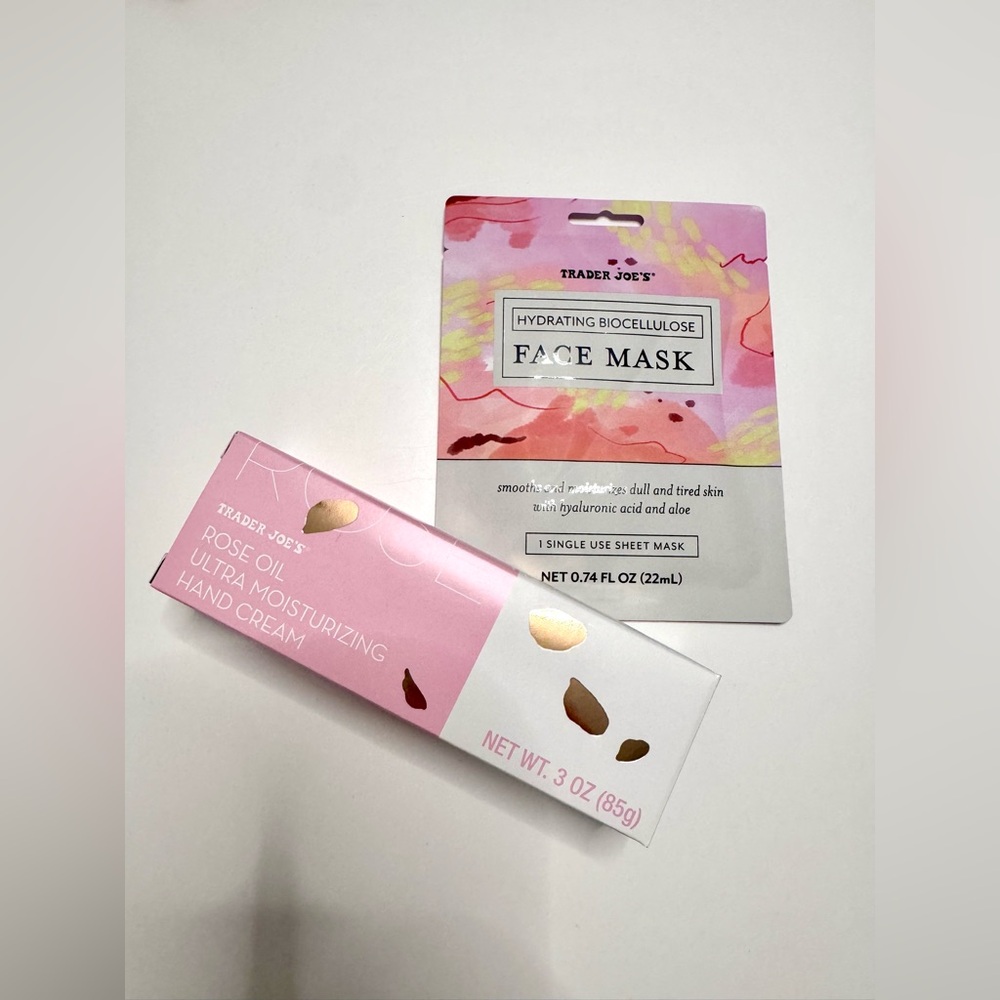 Trader Joe’s Bundle: Rose Oil Hand Cream and Face Mask with Hyaluronic Acid